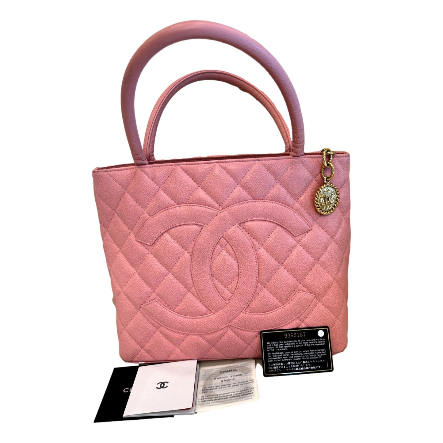 Chanel Caviar Quilted Leather Medallion Tote Pink