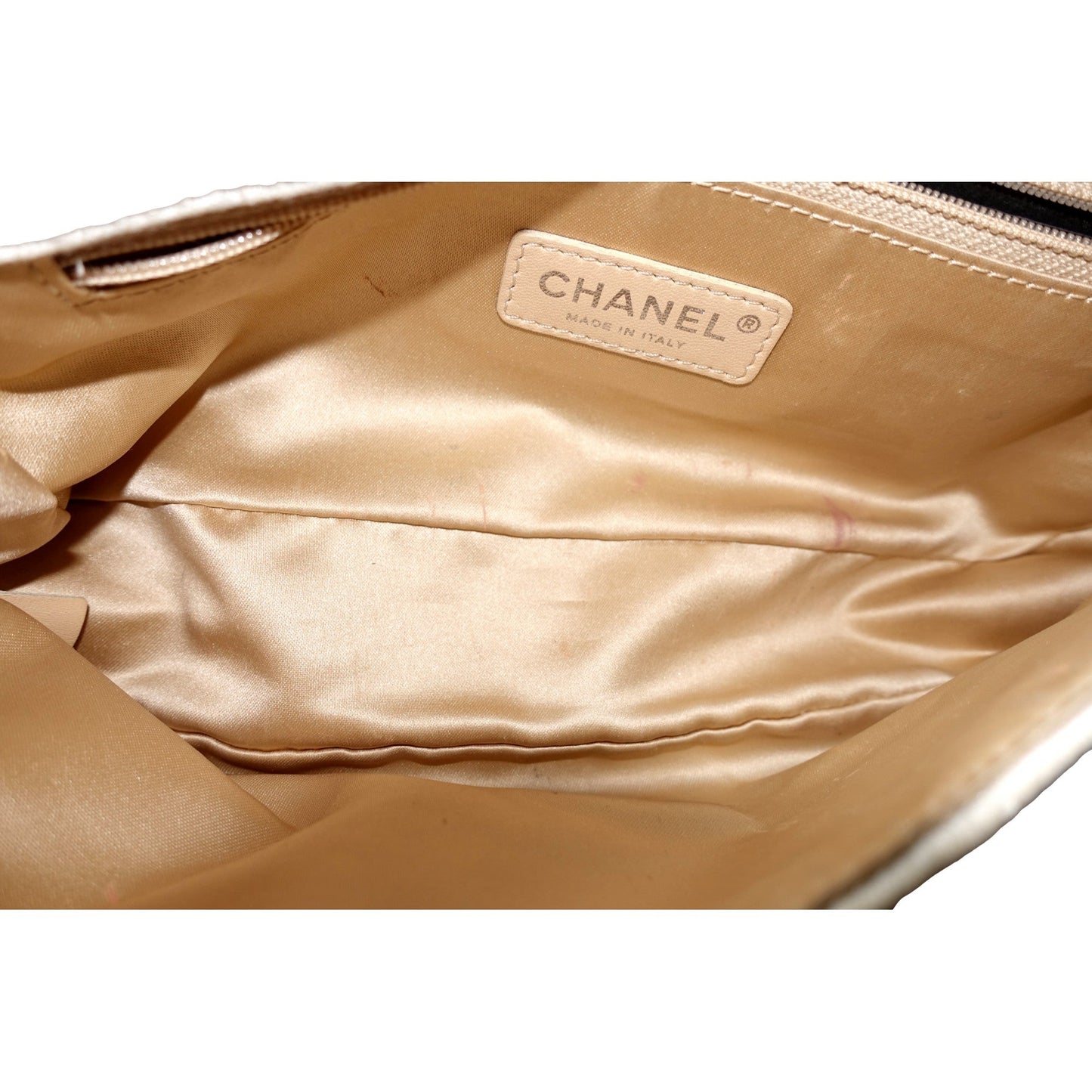 Chanel Shimmer Craie White Jersey Classic Flap Bag