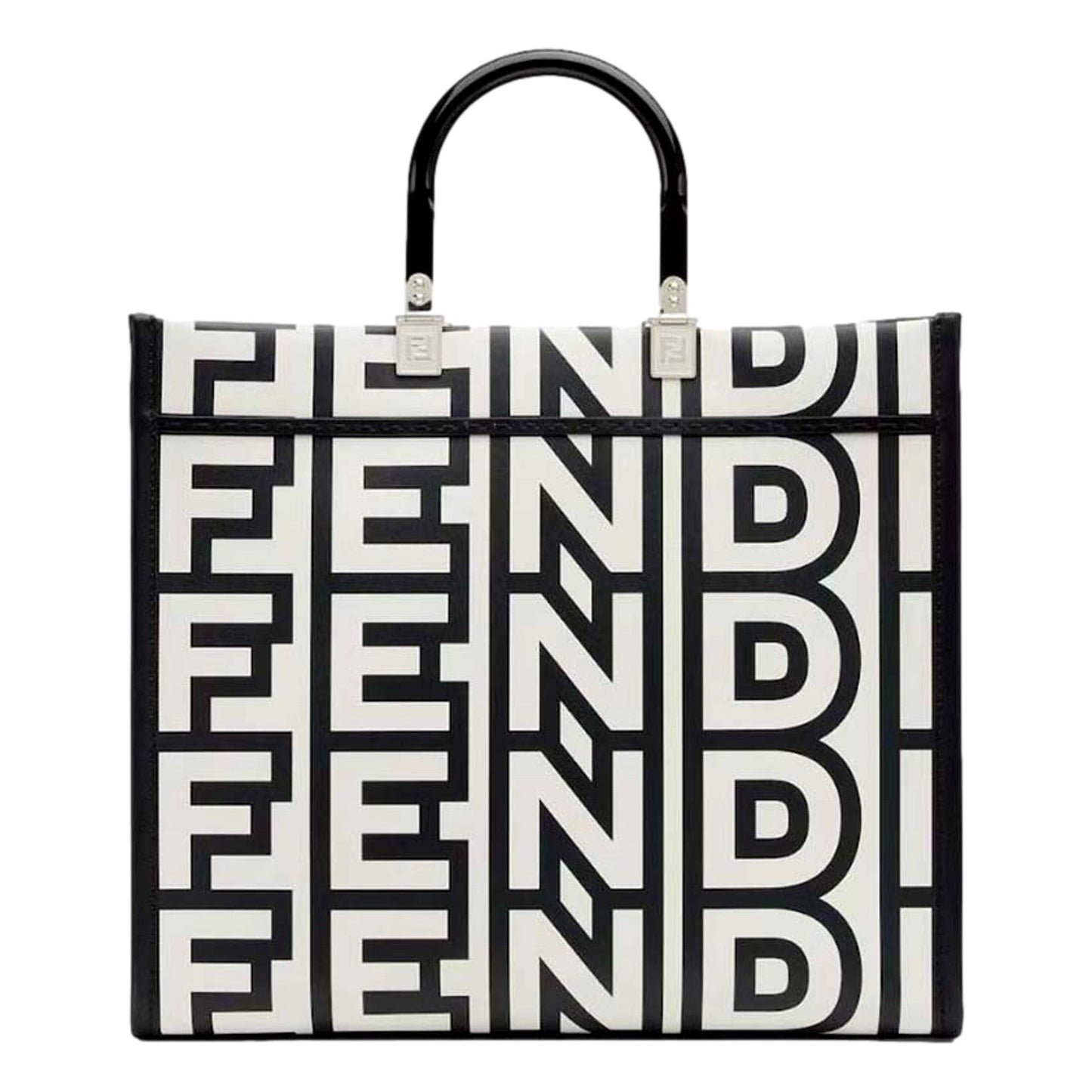 Fendi by Marc Jacobs Sunshine Black White Leather Shopping Bag Tote