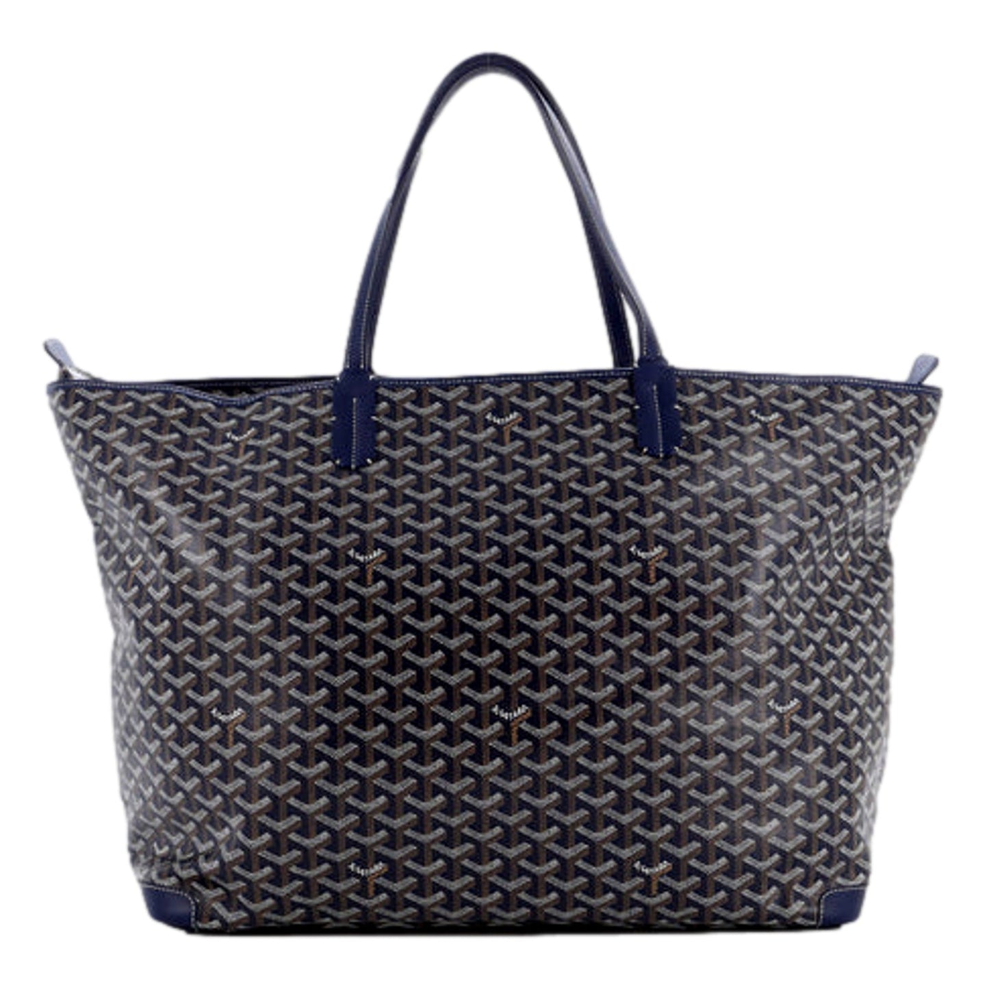 Goyard Artois Womens Shopping Tote Bag Coated Canvas GM Navy Blue