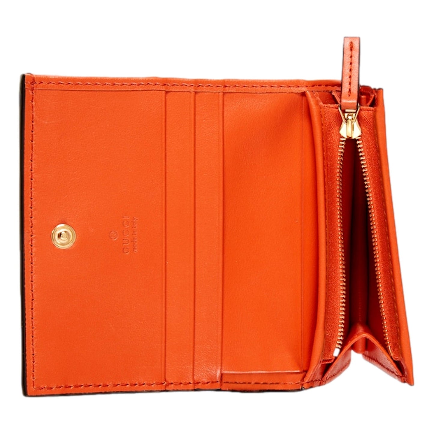 Gucci GG Quilted Matelassé Leather Card Case Wallet In Orange