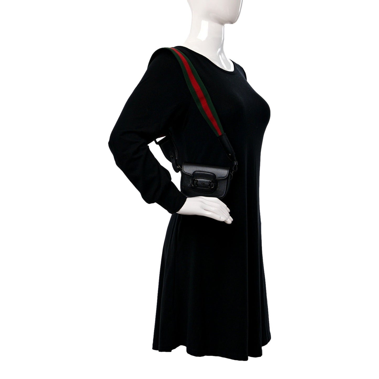 Gucci Azalea Calfskin Web Monochrome Horsebit 1955 Mini Handbag Black