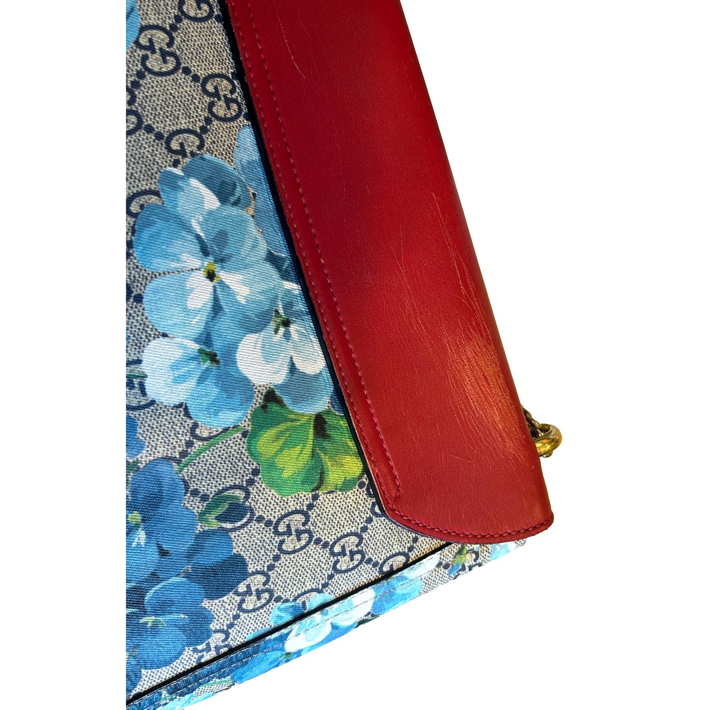 Gucci Padlock GG Monogram Floral Canvas Red Trim Shoulder Bag