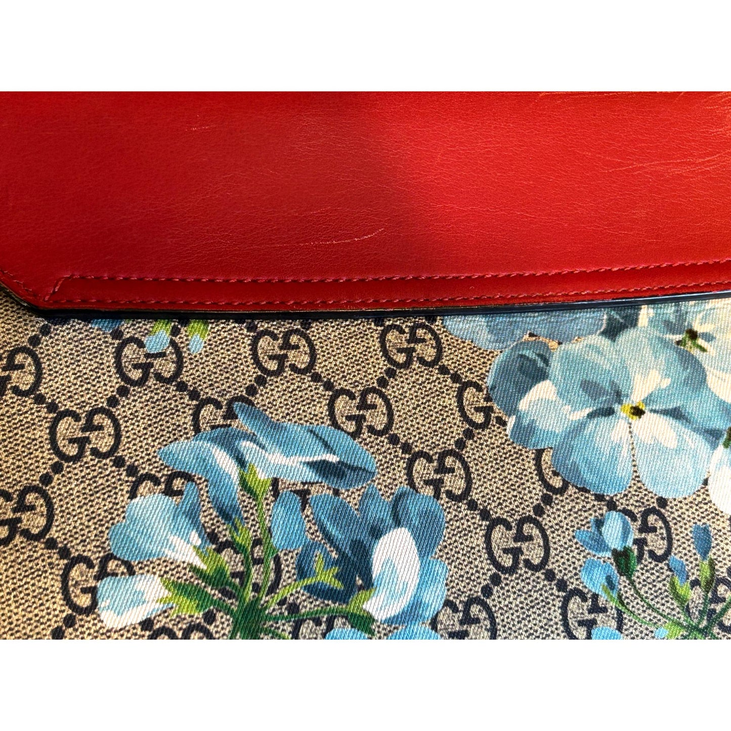 Gucci Padlock GG Monogram Floral Canvas Red Trim Shoulder Bag