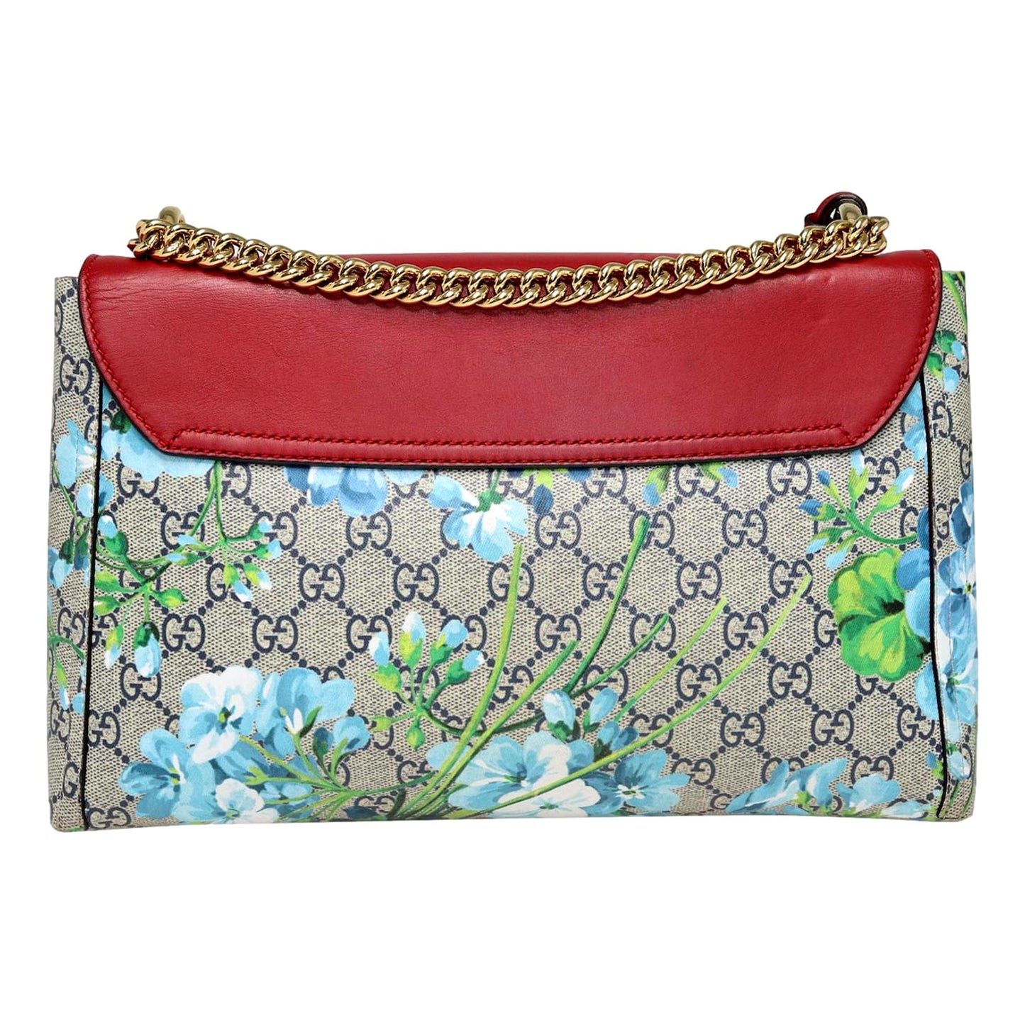 Gucci Padlock GG Monogram Floral Canvas Red Trim Shoulder Bag