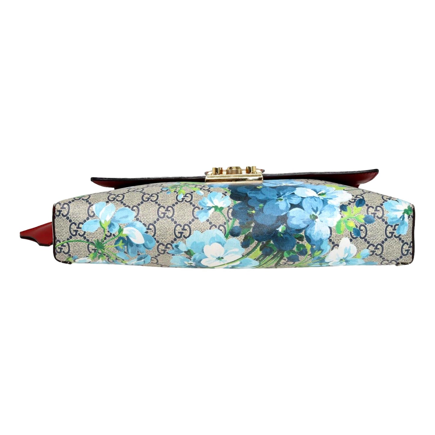 Gucci Padlock GG Monogram Floral Canvas Red Trim Shoulder Bag