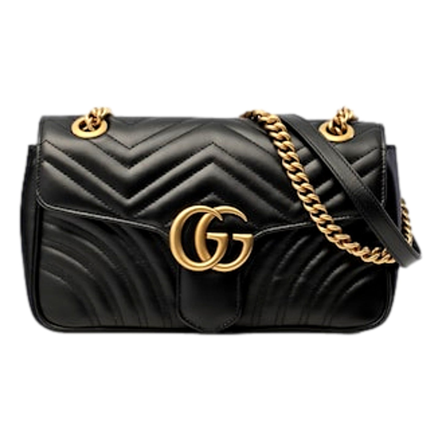 Gucci GG Marmont Black Leather Small Shoulder Bag