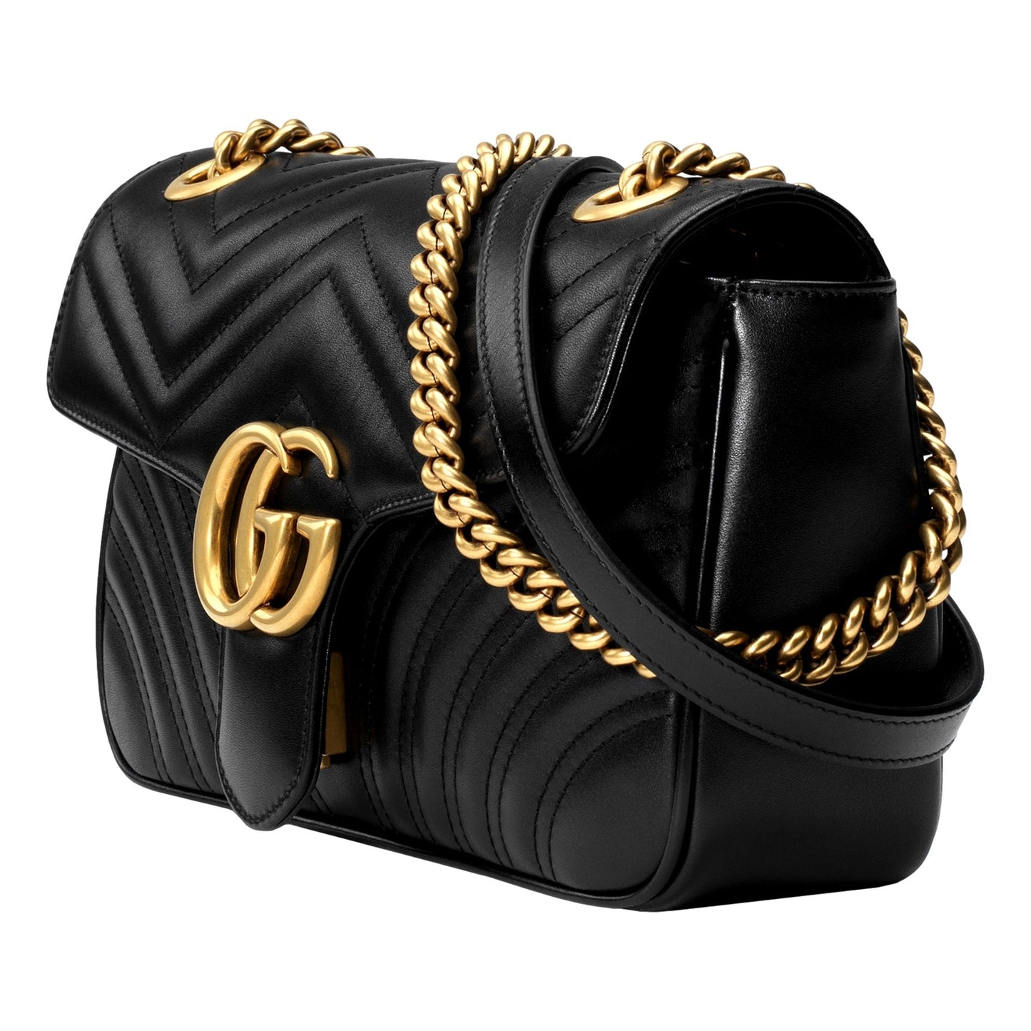Gucci GG Marmont Black Leather Small Shoulder Bag