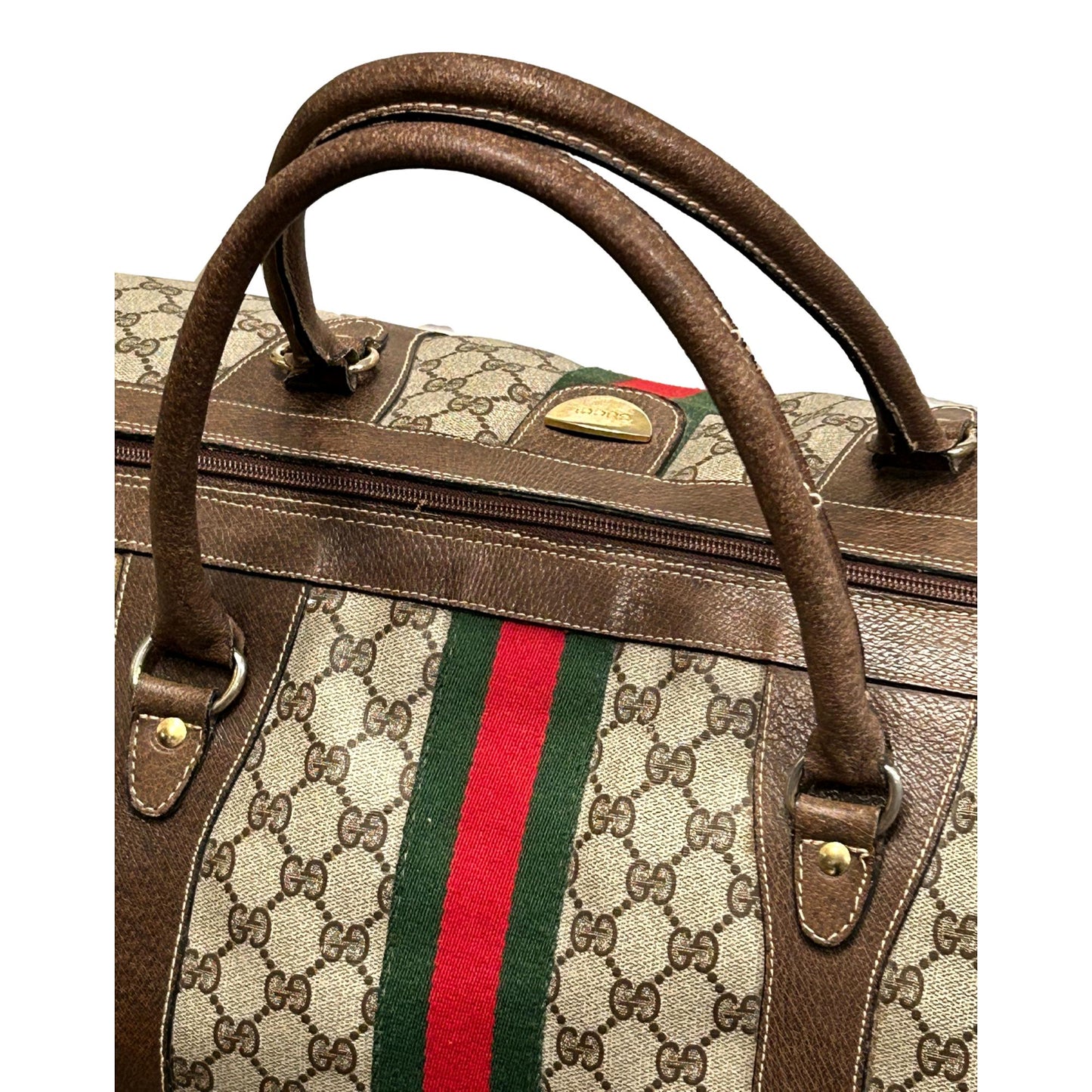 Gucci GG Monogram Web Stripe Canvas Large Duffle Bag