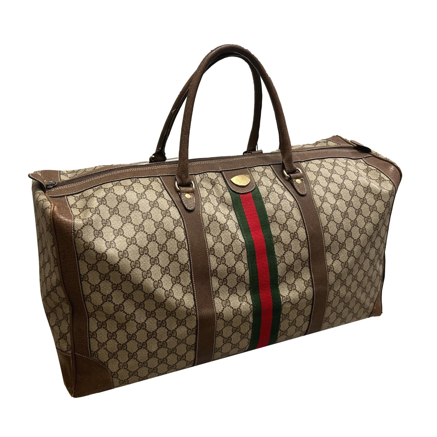 Gucci GG Monogram Web Stripe Canvas Large Duffle Bag