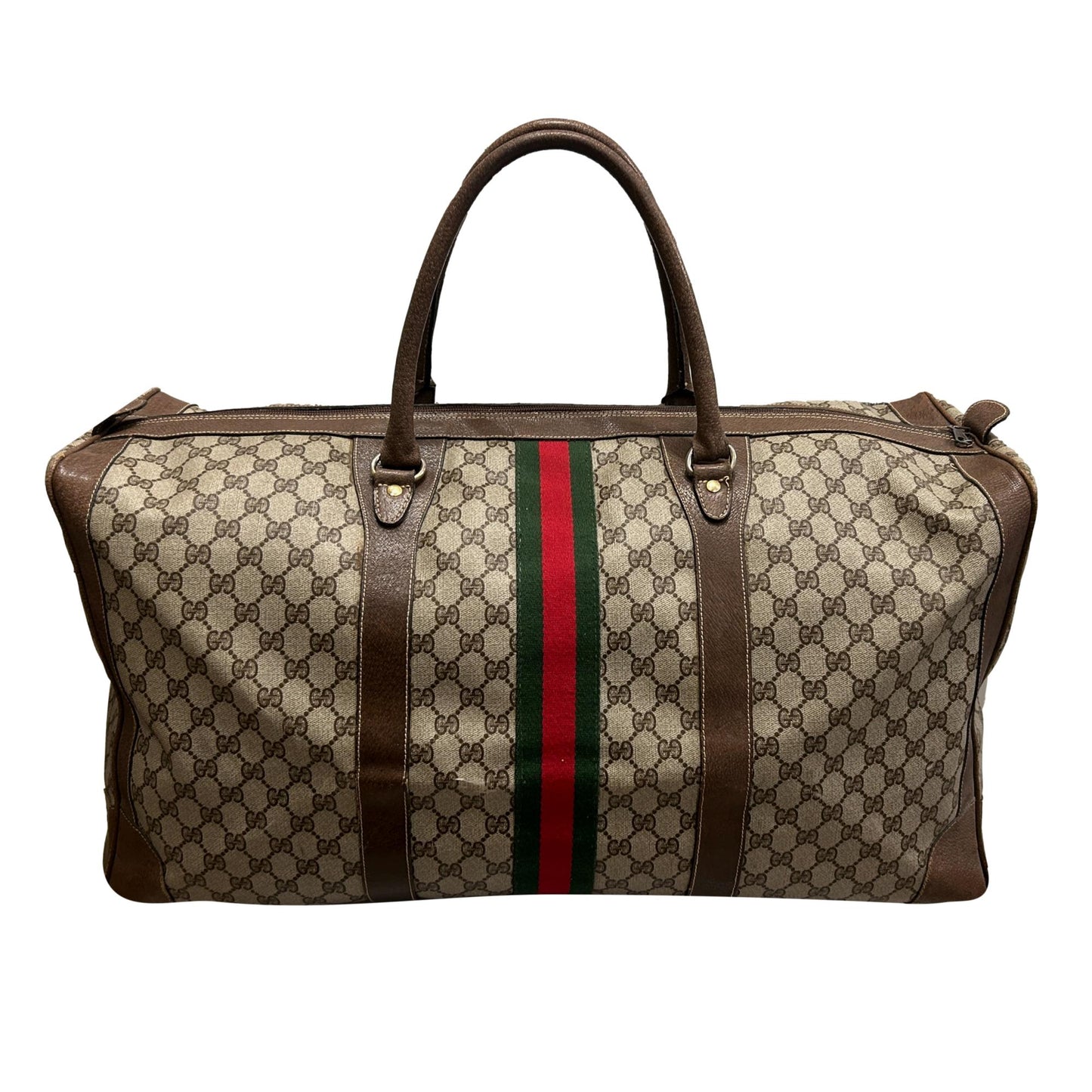 Gucci GG Monogram Web Stripe Canvas Large Duffle Bag