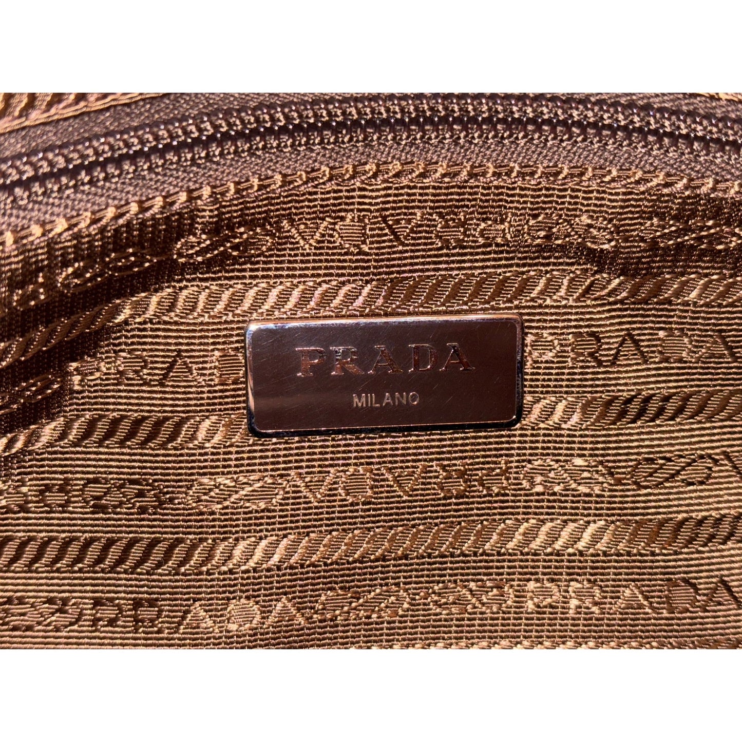 Prada Nylon and Leather Medium Shopper Tote Bag Tobacco Brown