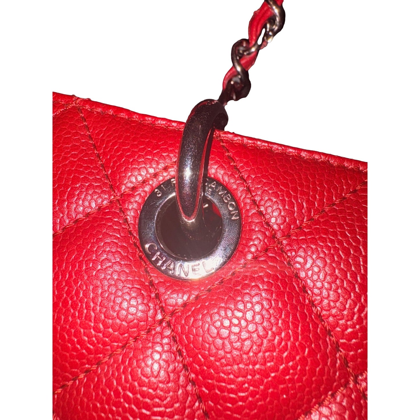 Chanel Grand Shopping Tote Quilted Caviar Leather XL Red (GST)