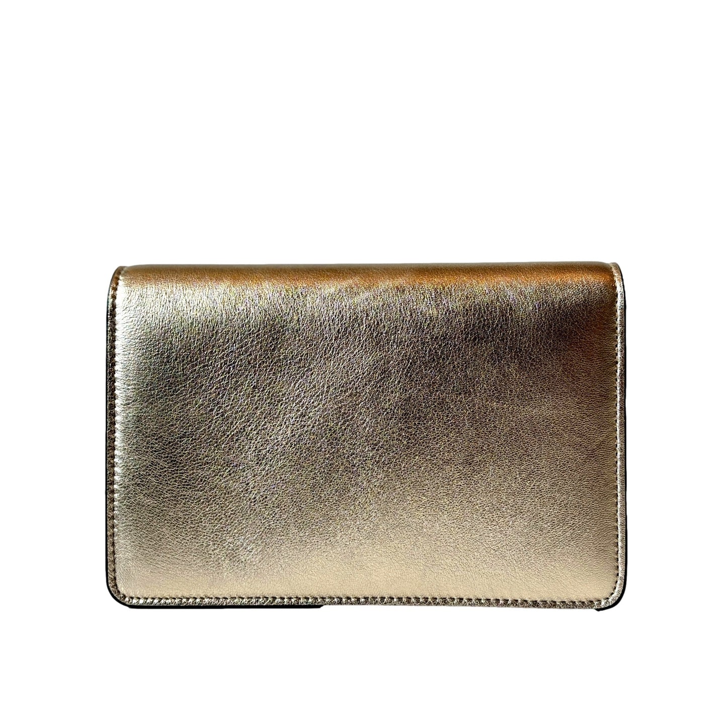 Jimmy Choo Kalina Crossbody Clutch Bag Crystal Logo Metallic Gold