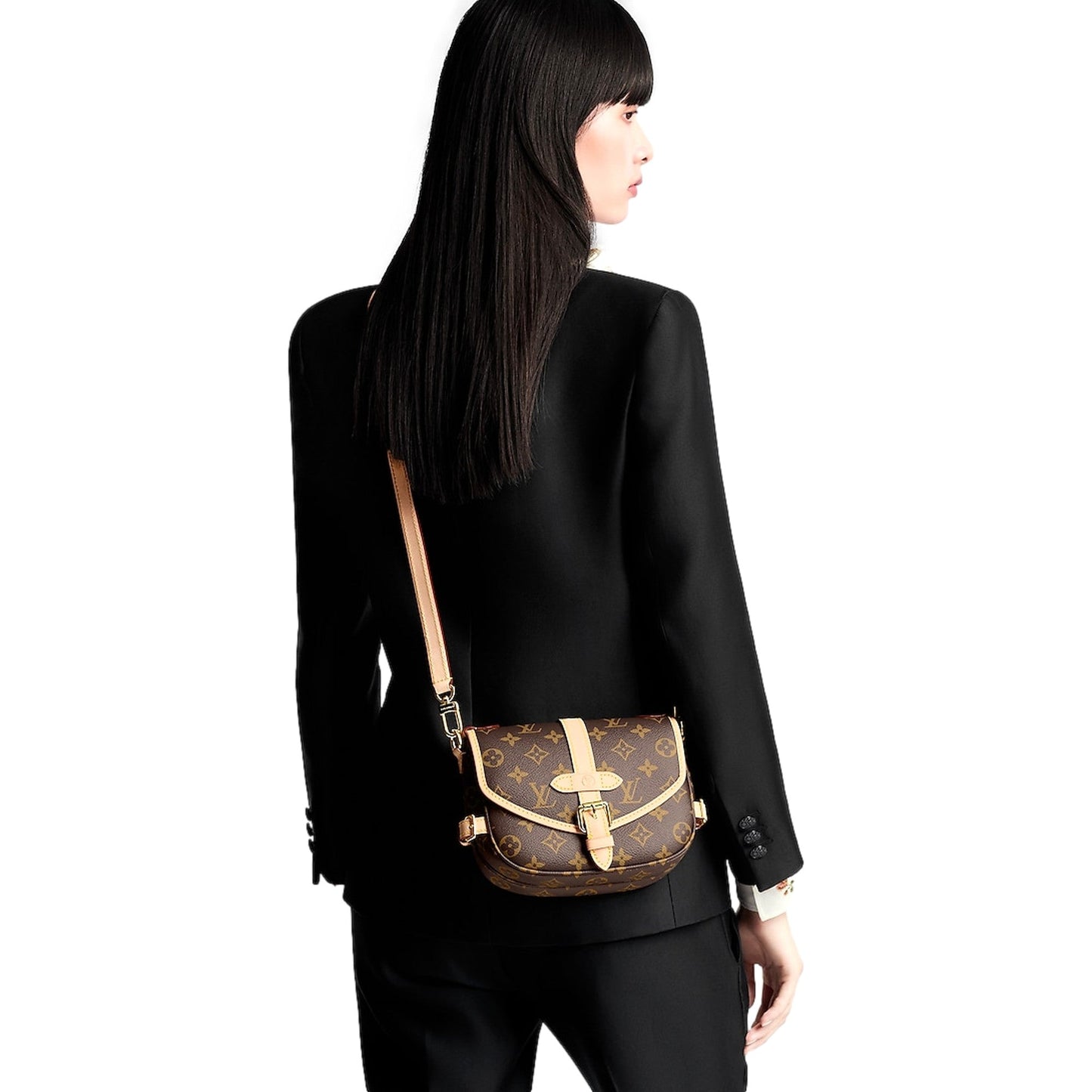 Louis Vuitton Saumur Saddle Handbag Original Monogram Canvas BB