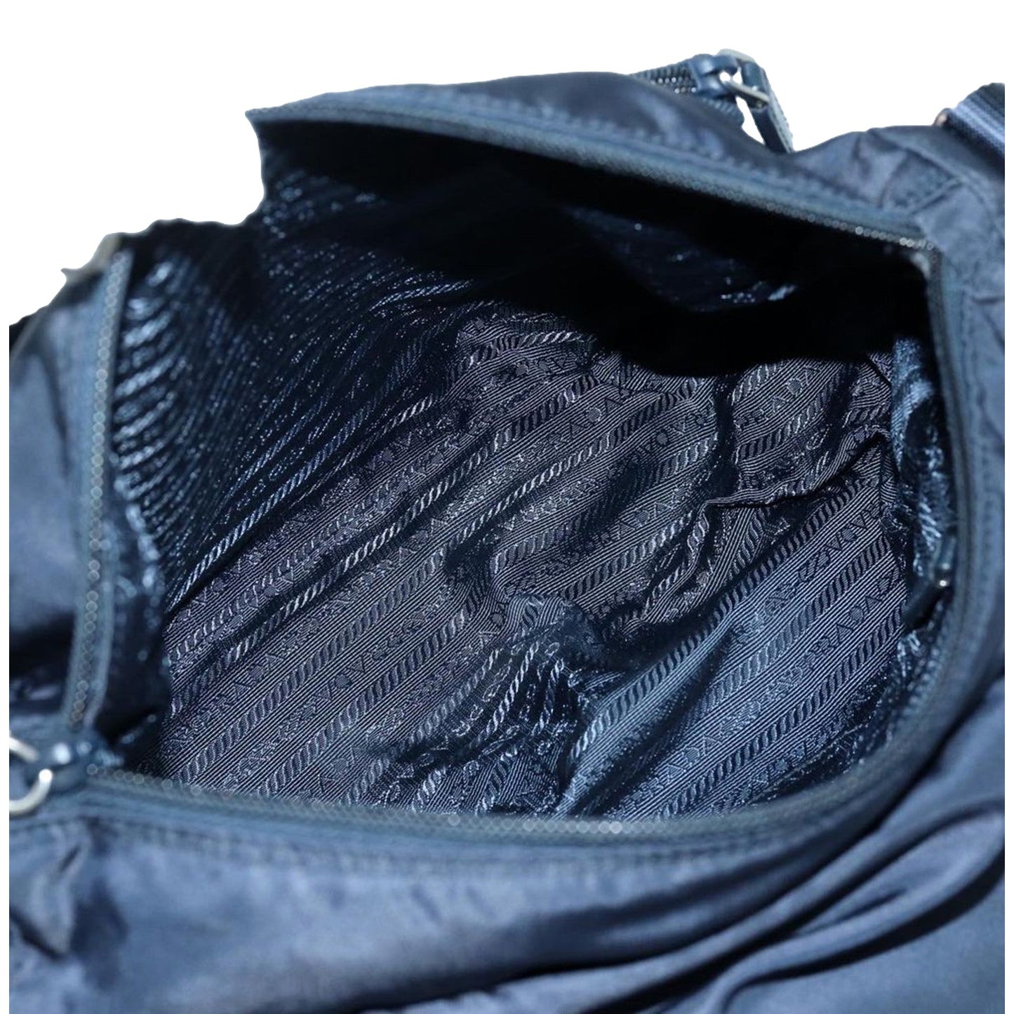 Prada Tessuto Re-Nylon Messenger Crossbody Bag Blue+Nero Navy Medium