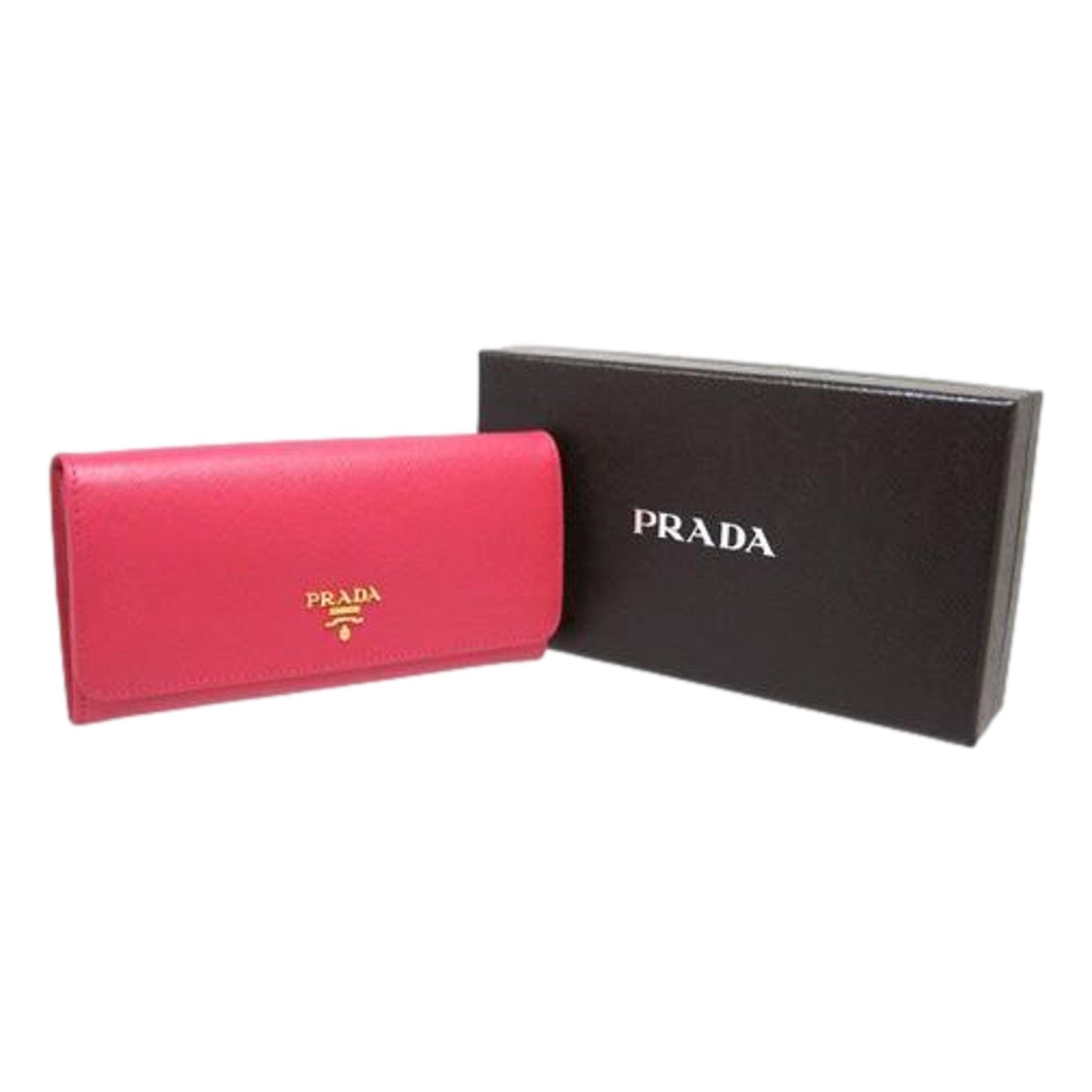 Prada Continental Flap Wallet With Detachable Chain Card Case Peonia+Begonia Pink