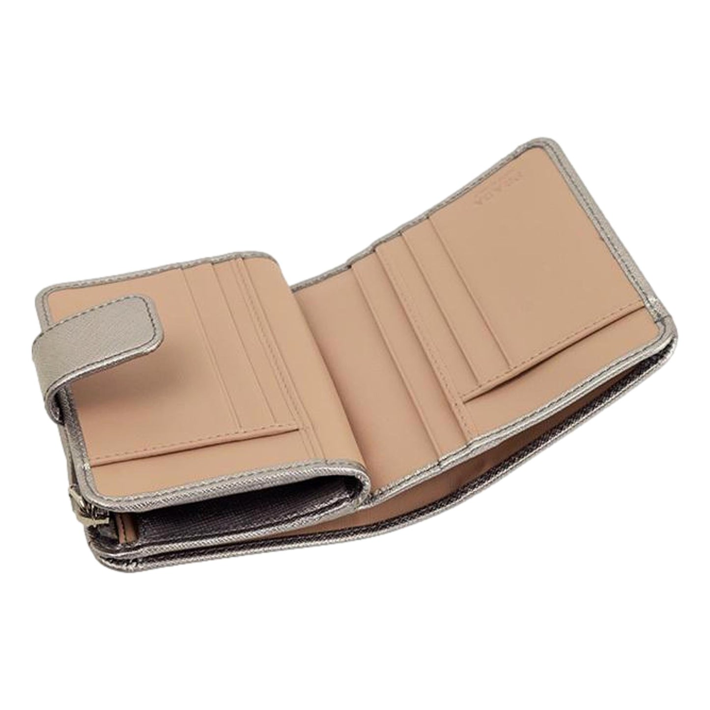 Prada Saffiano Leather Pirite and Cipria Gold Bow Wallet with Zipper Coin Pouch