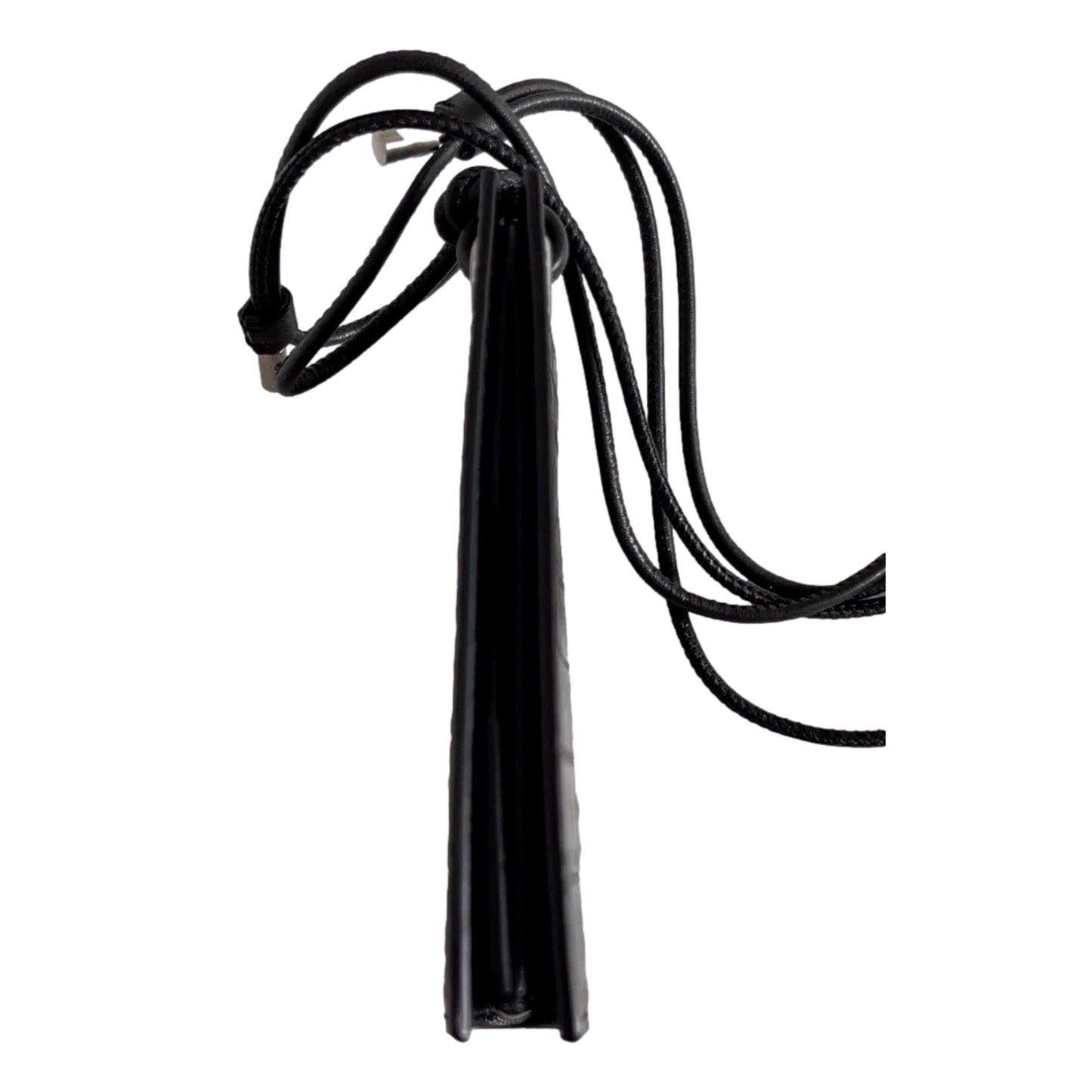 Saint Laurent Croc Embossed Black Lanyard Card Case Wallet