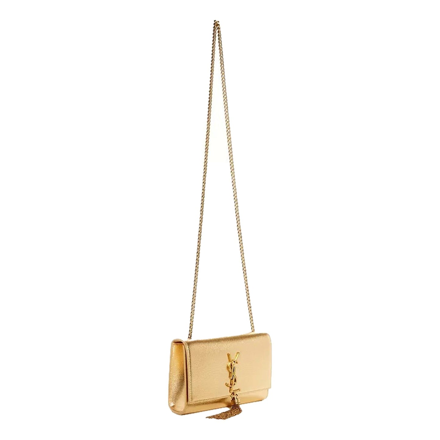 Saint Laurent YSL Kate Tassel Medium Gold Embossed Leather Crossbody Bag