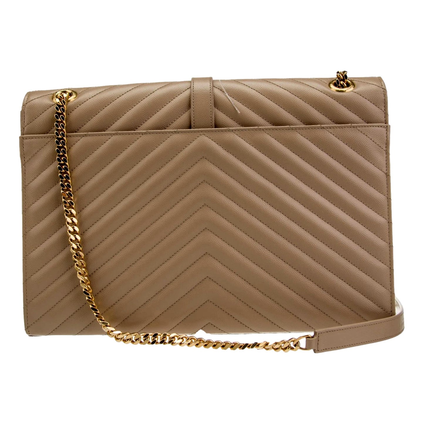 Saint Laurent Monogram Envelope Chevron Beige Large Satchel Bag