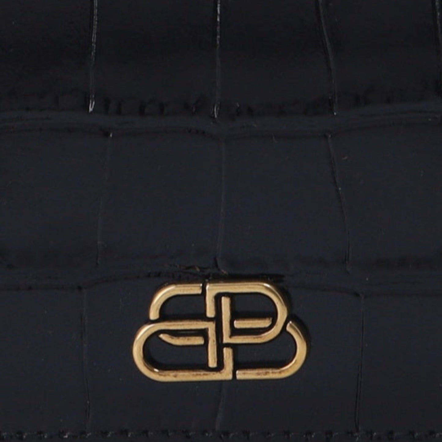 Balenciaga Black Calf Leather Crocodile Embossed Wallet