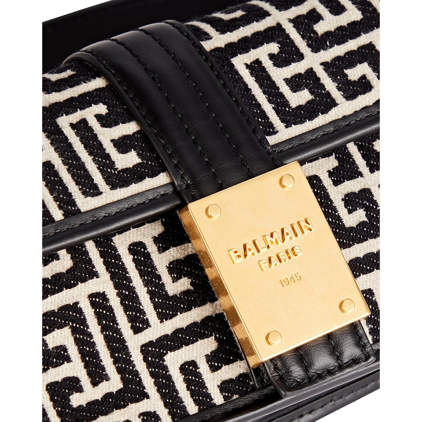 Balmain 1945 Monogram Jacquard Belt Bag Black White