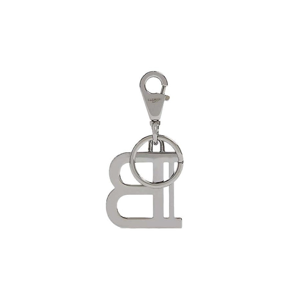 Balmain B-Keyring Silver-tone Metal Keychain TN4J001M