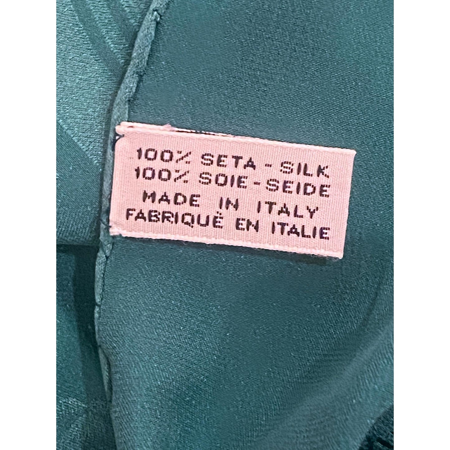 Chanel Rose Woven Green Silk Large Scarf Shawl