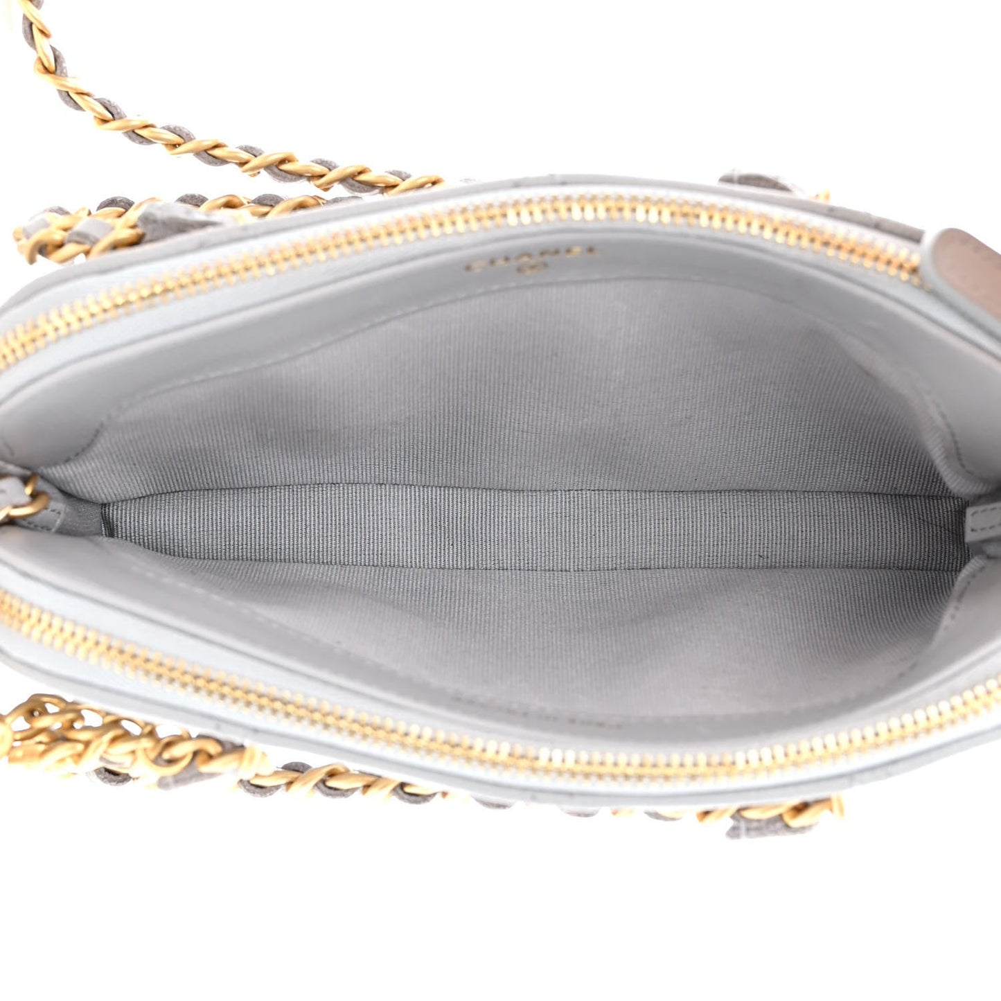 Chanel Matelasse Caviar Leather Charm Wallet on Chain Grey