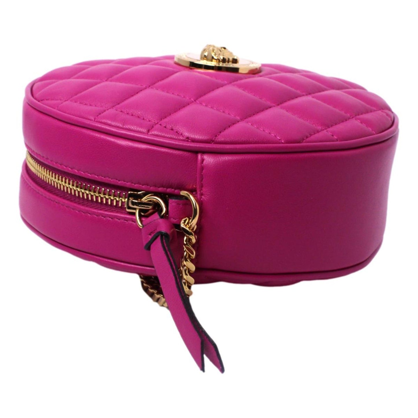 Versace La Medusa Round Quilted Leather Pink Cross Body Bag