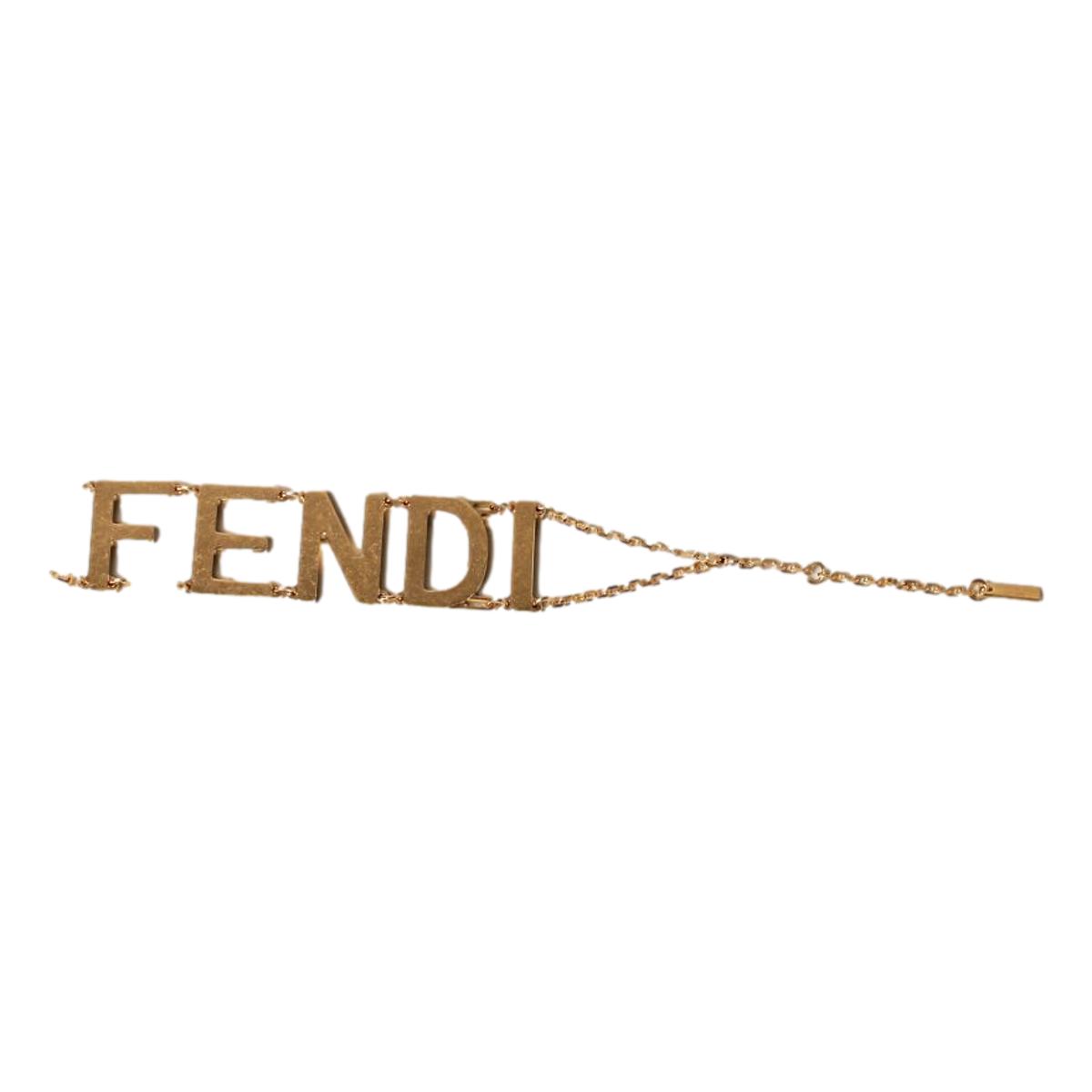 Fendi Gold-tone Letter Logo Chain Bracelet