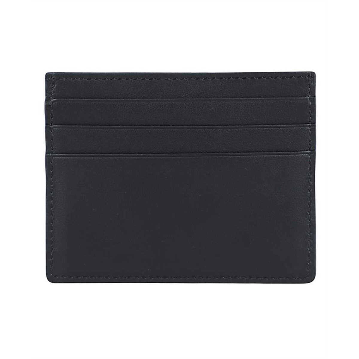Fendi Black Calfskin Leather Yellow Logo Card Case Wallet 7M0164