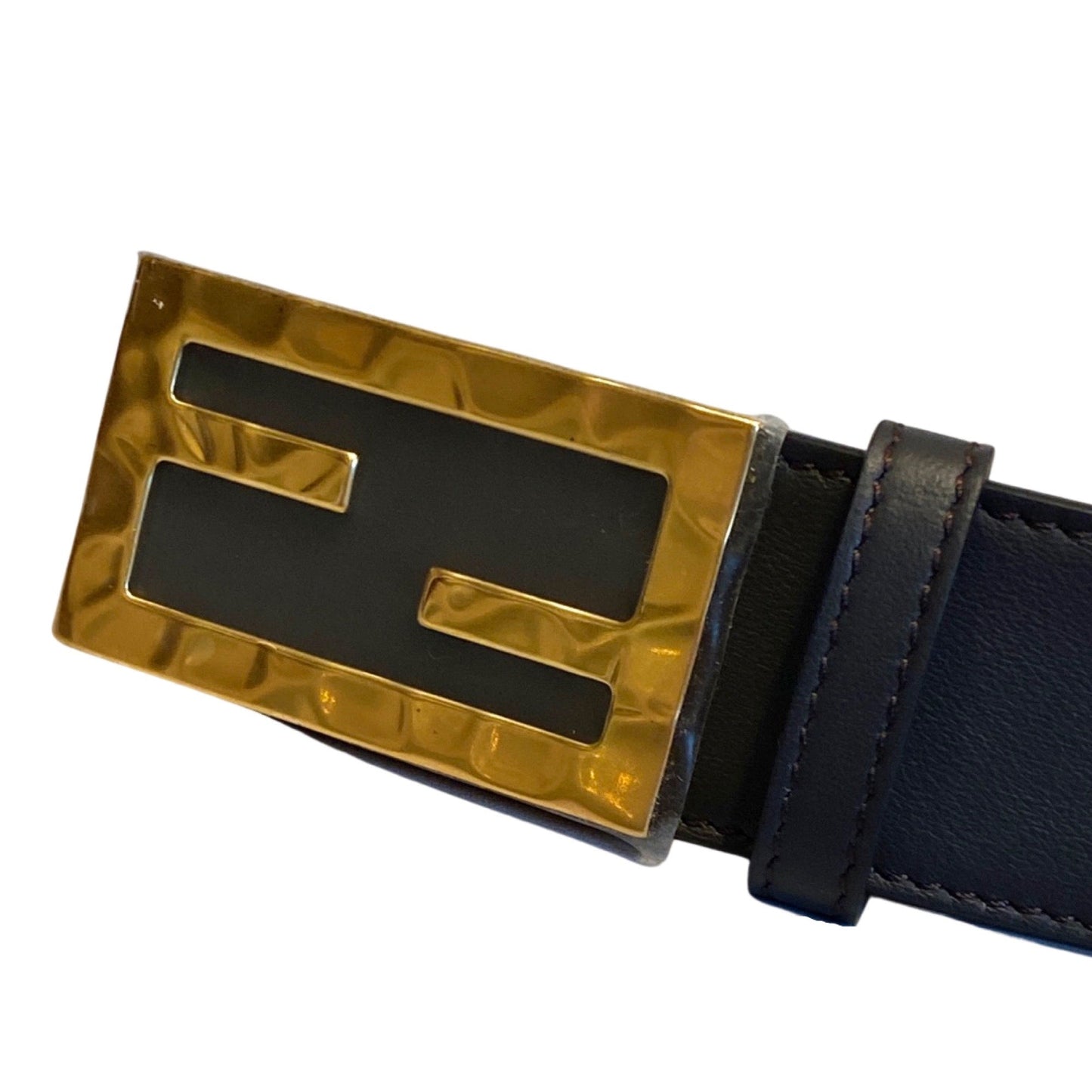 Fendi Mens Black Smooth Calfskin Leather Belt Size 105