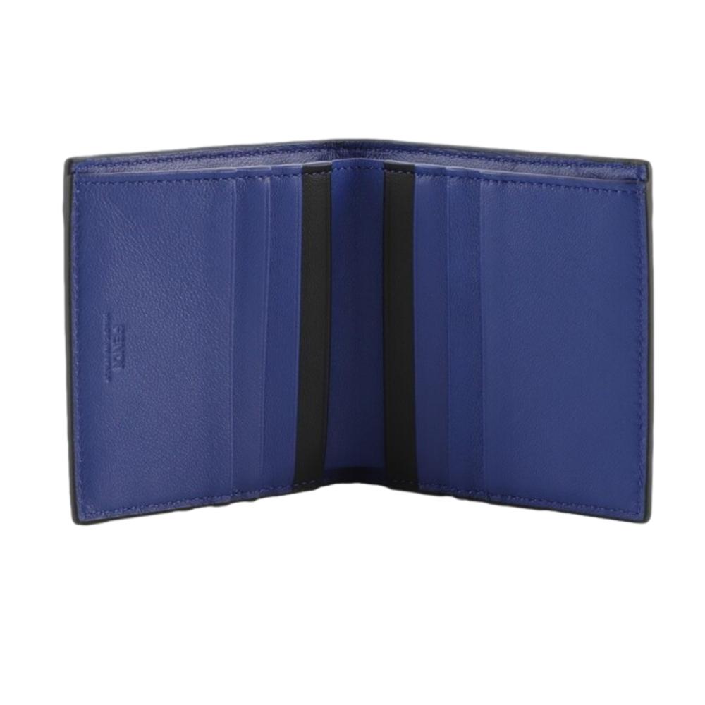 Fendi Blue Nappa Leather FF 1974 Embossed Billfold Wallet 7M0274