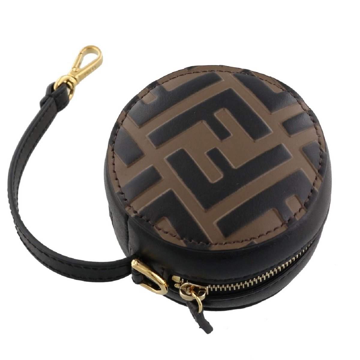 Fendi Brown Leather FF 1974 Print Charm Help Backpack Handbag