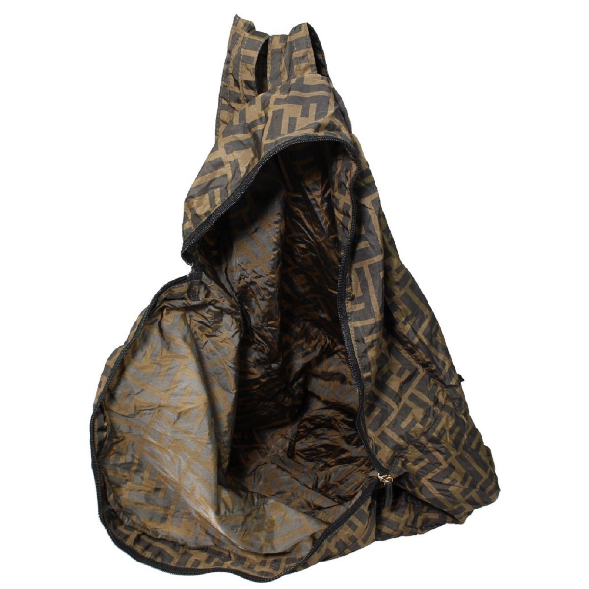 Fendi Brown Leather FF 1974 Print Charm Help Backpack Handbag