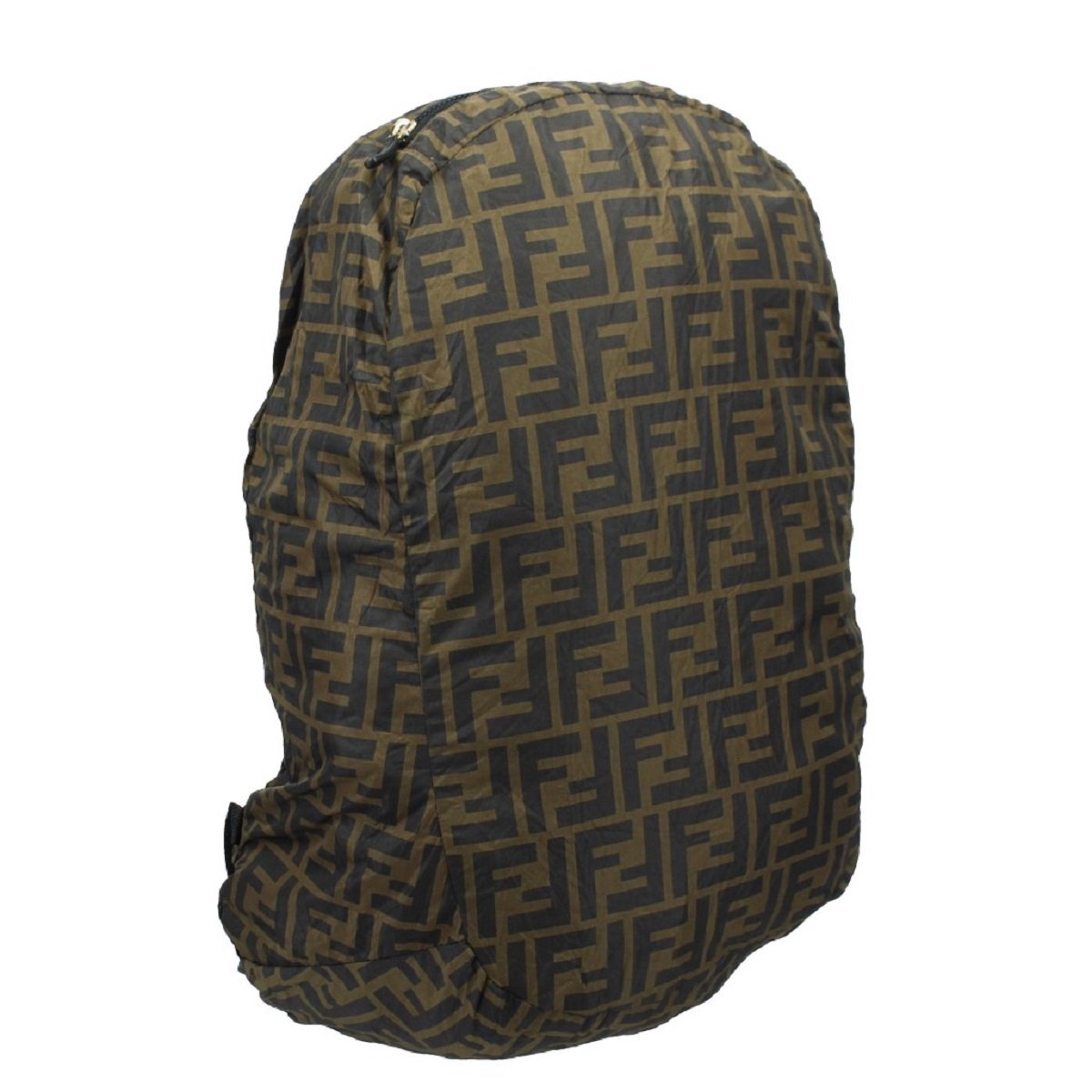 Fendi Brown Leather FF 1974 Print Charm Help Backpack Handbag