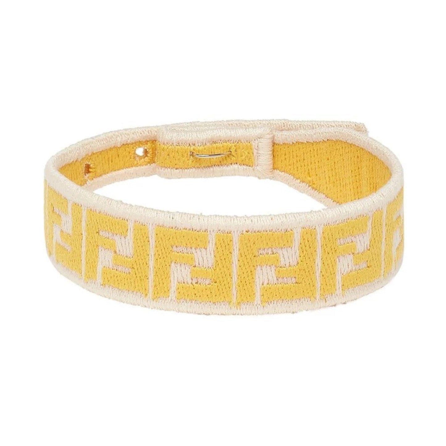 Fendi FF Embroidered Brown Pink Yellow Kit Bracelet