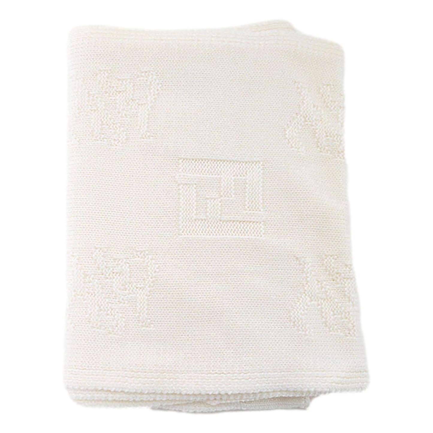 Fendi FF Karl Bianco Jacquard Wool Scarf