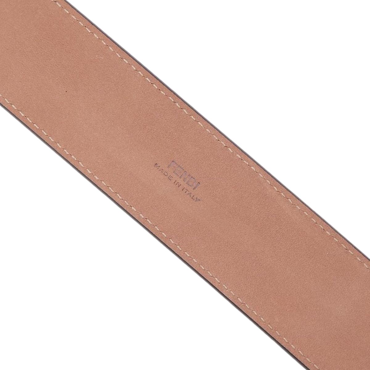 Fendi FF Logo Belt Grey Calfskin Leather Size 95-38 7C0403