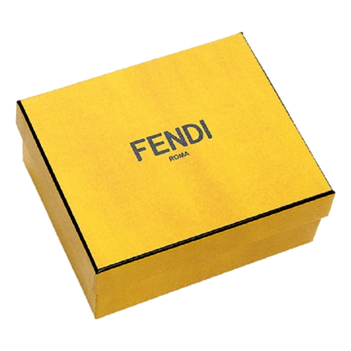 Fendi FF Logo Plaque Black Grain Leather Slim Cardholder Wallet