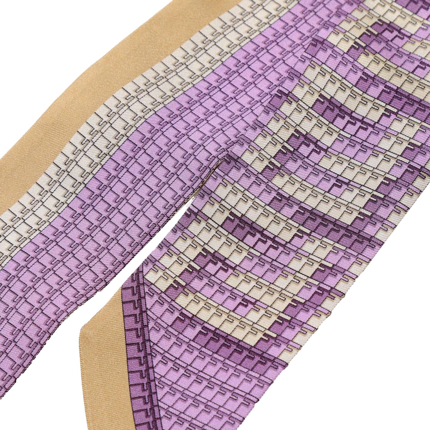 Fendi Logo Print Lilac and Beige Women's Wrappy Sillk Scarf