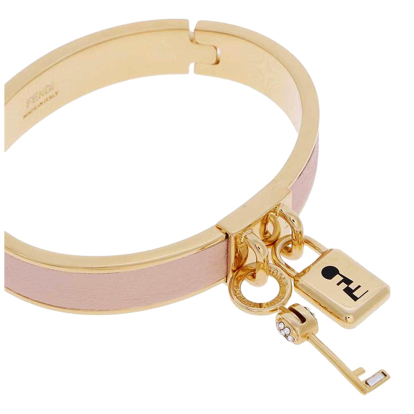 Fendi Master Key Light Rose Leather Gold Medium Bracelet