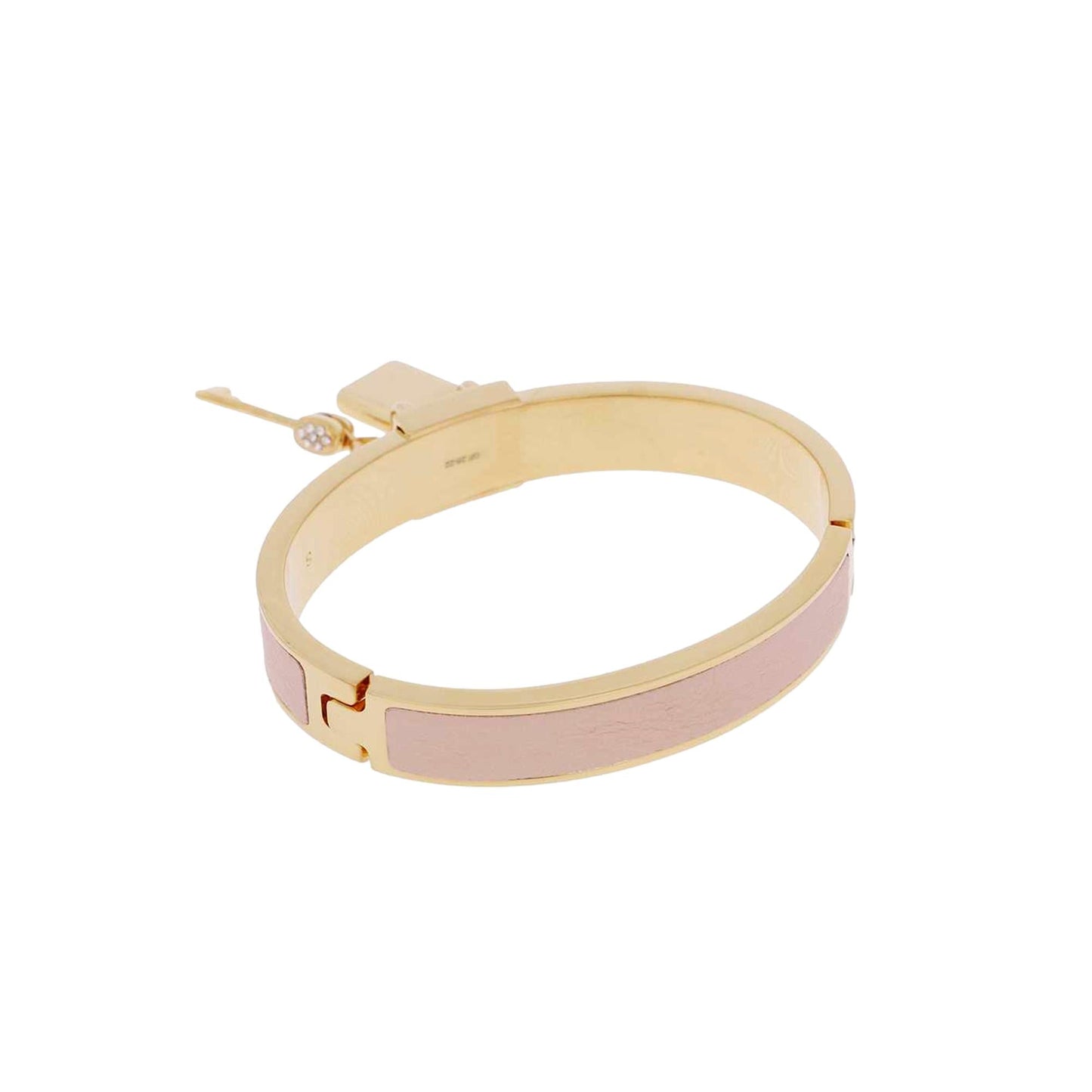 Fendi Master Key Light Rose Leather Gold Medium Bracelet