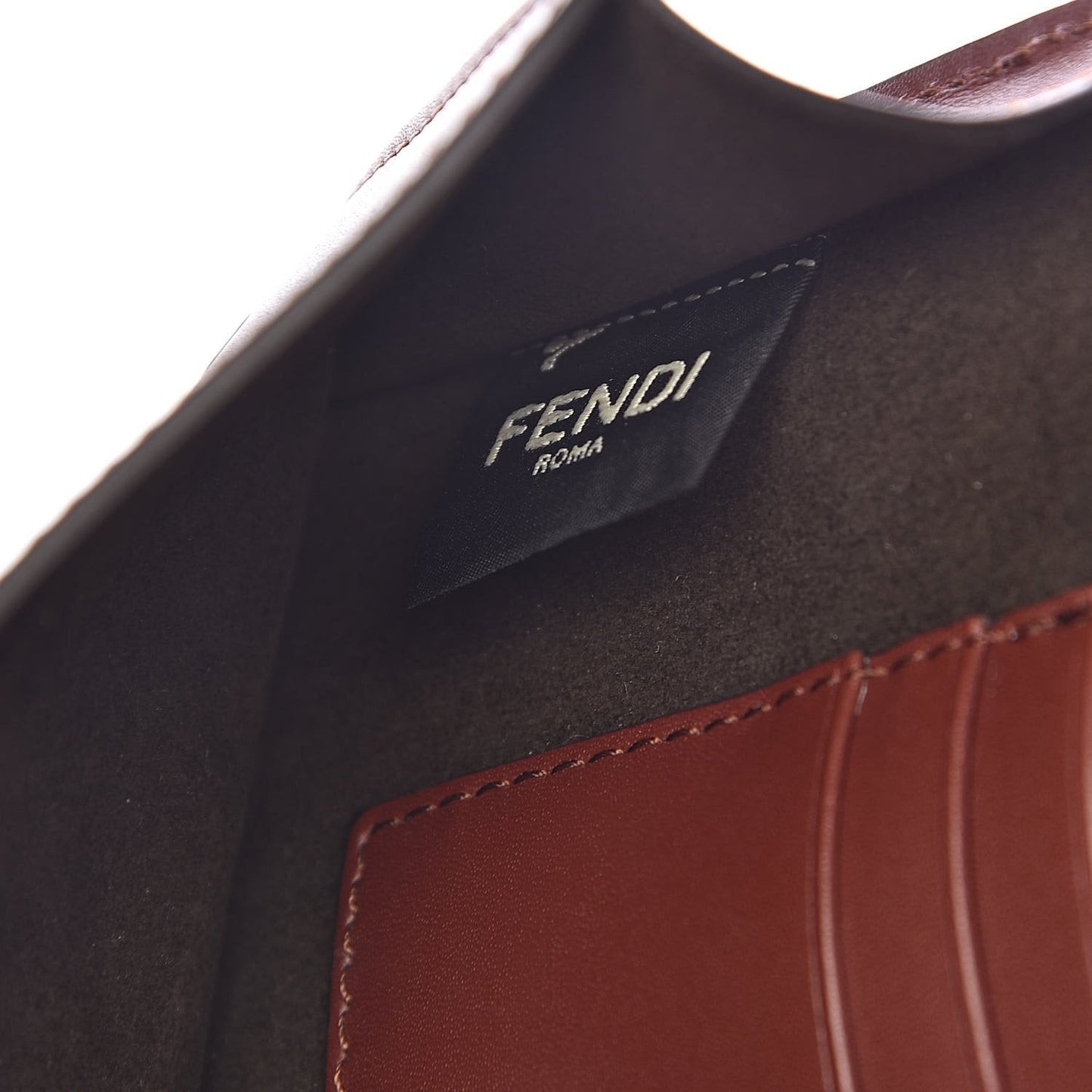 Fendi Baguette Brown Calfskin Leather Flat Mini Shoulder Bag 8BS039