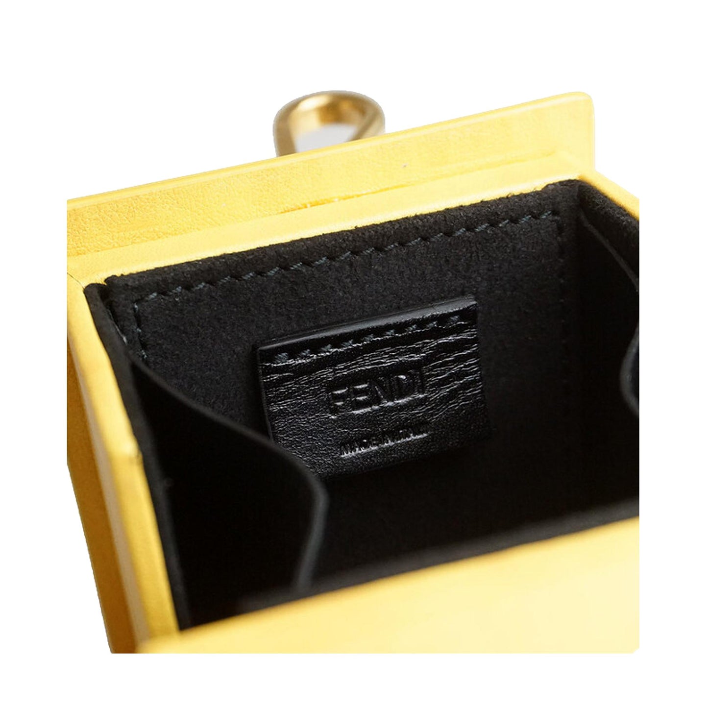 Fendi Roma Mini Box Yellow Leather Key Ring Charm