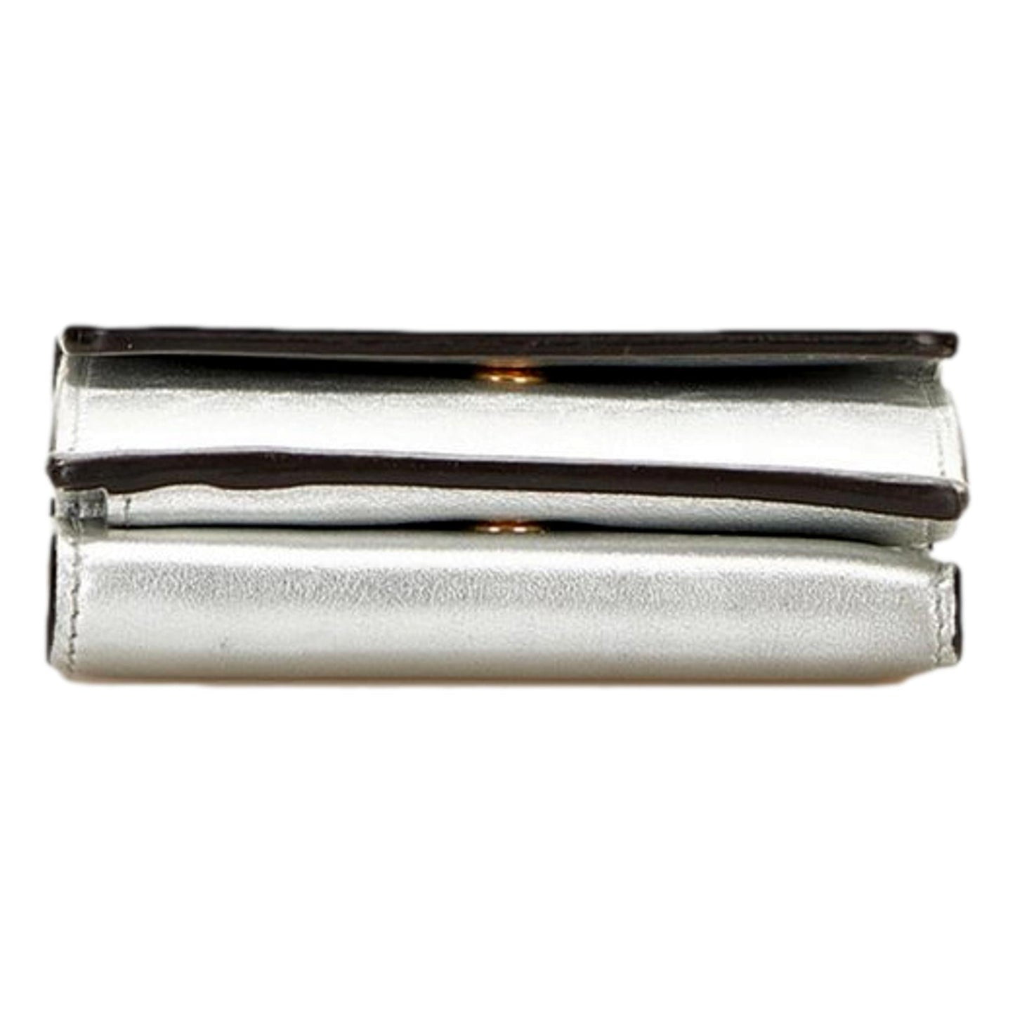 Fendi Roma Silver Metallic Calf Leather Micro Trifold Wallet