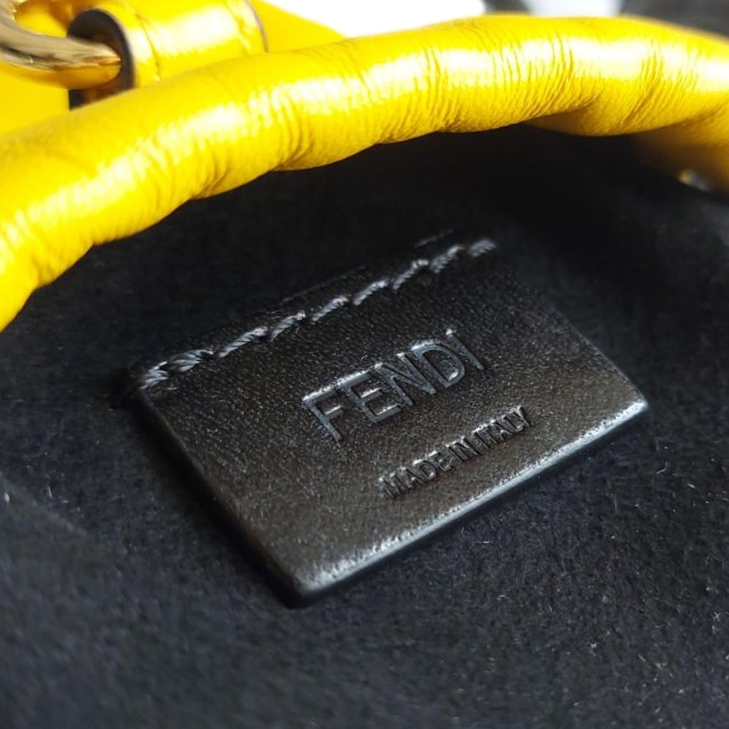 Fendi Roma Yellow Leather Lanyard Drawstring Pouch 7AR897