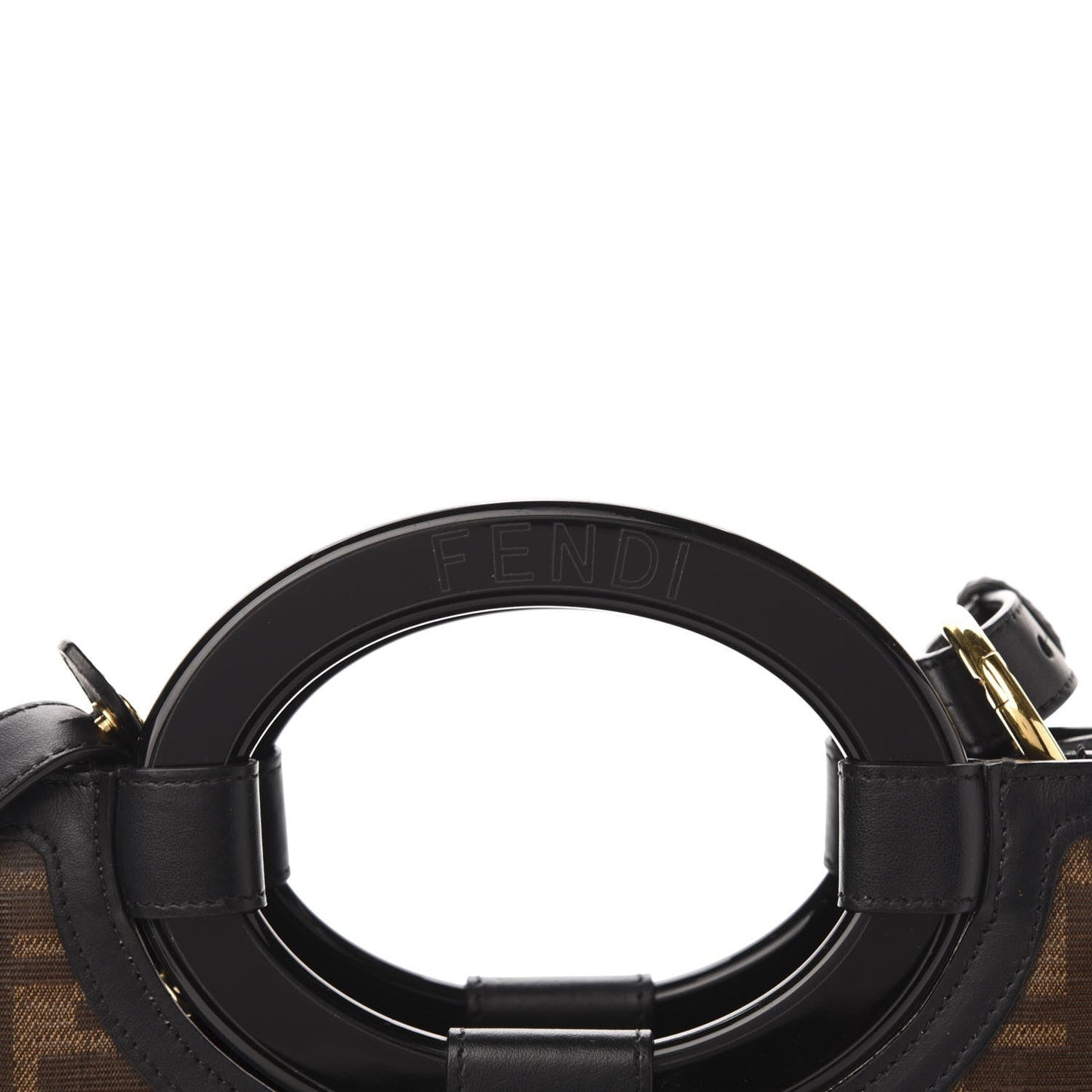 Fendi Runaway Glazed Canvas 1974 FF Stamp Small Shoulder Bag